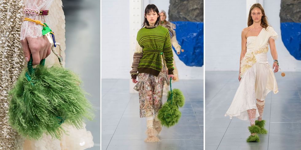 Preen AW18  fluffy green shoes