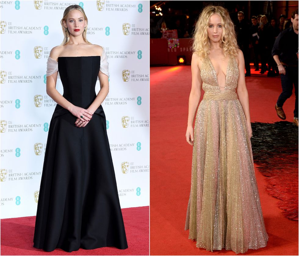 Jennifer Lawrence in Dior at the BAFTAs and the European Premiere of 'Red Sparrow'