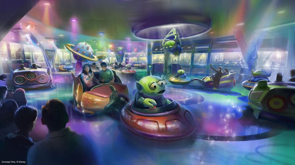 Purple, Fictional character, Animation, Amusement park, Reflection, Amusement ride, Games, Unidentified flying object, Video game software, Pc game, 