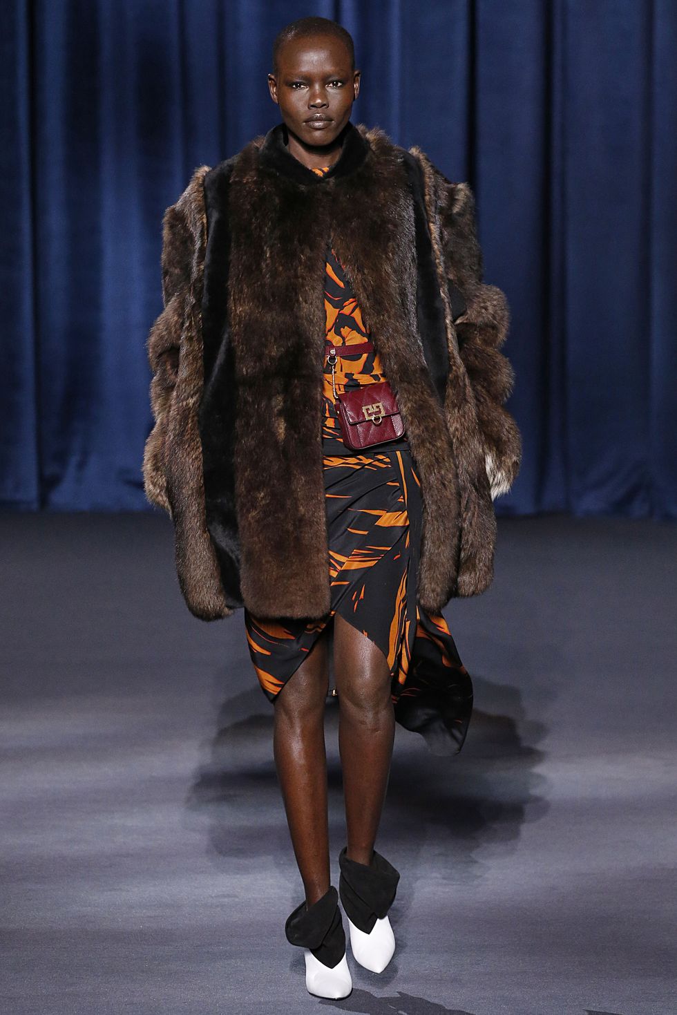 Givenchy Chocolate Brown Faux Fur Coat, Givenchy Faux Fur Coat