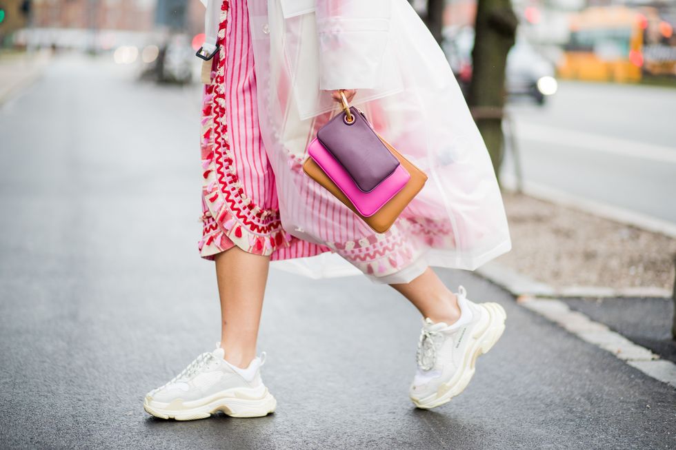 Bag, Textile, Shoe, White, Pink, Style, Street fashion, Asphalt, Pattern, Fashion, 