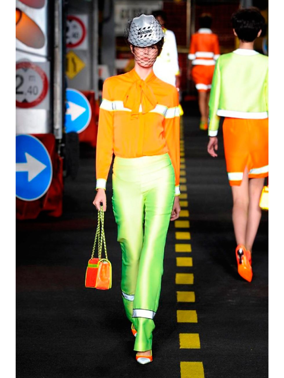Orange, Street fashion, High-visibility clothing, Traffic sign, Sign, 