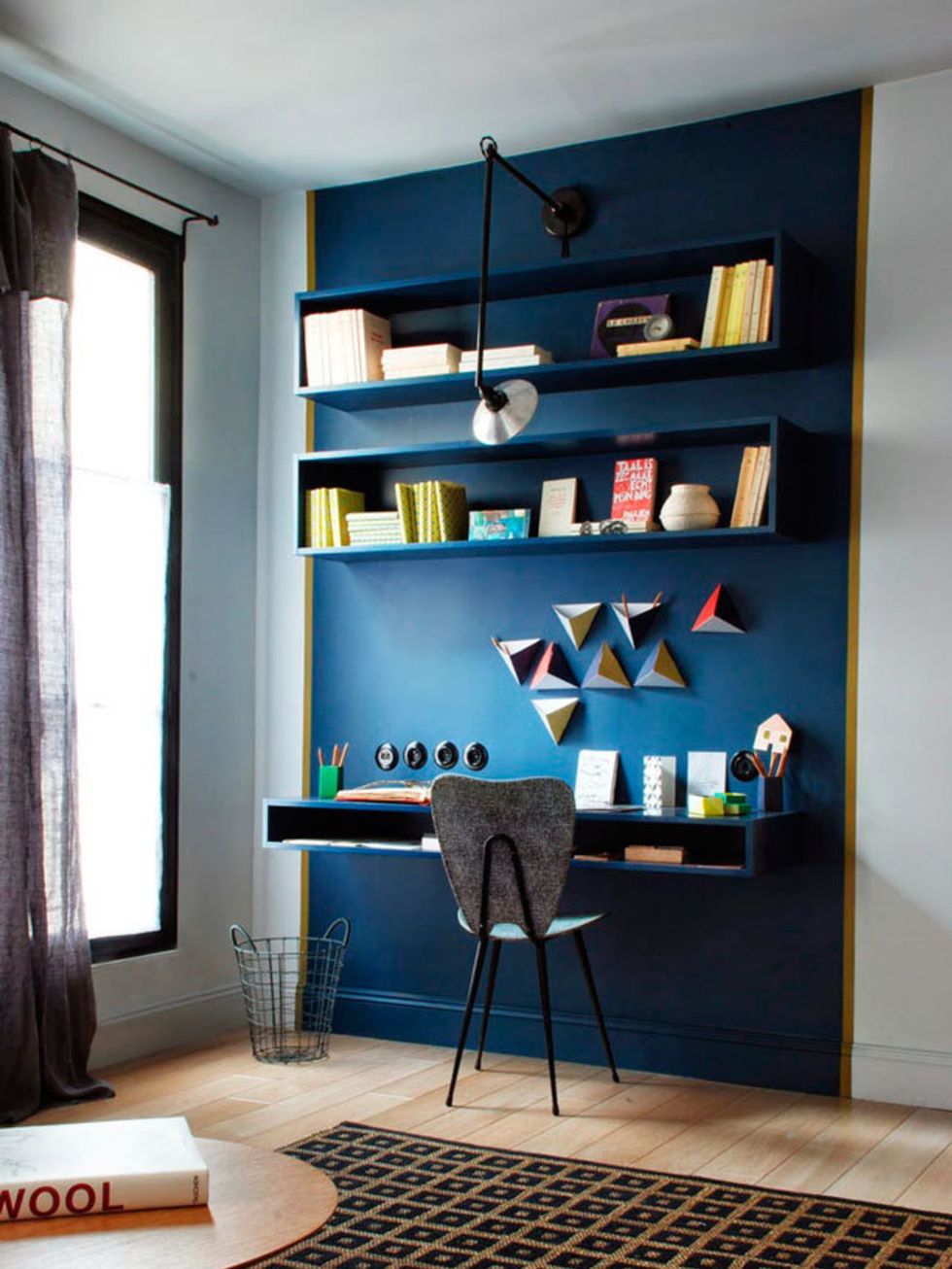 Blue, Interior design, Room, Floor, Flooring, Shelf, Shelving, Wall, Interior design, Fixture, 