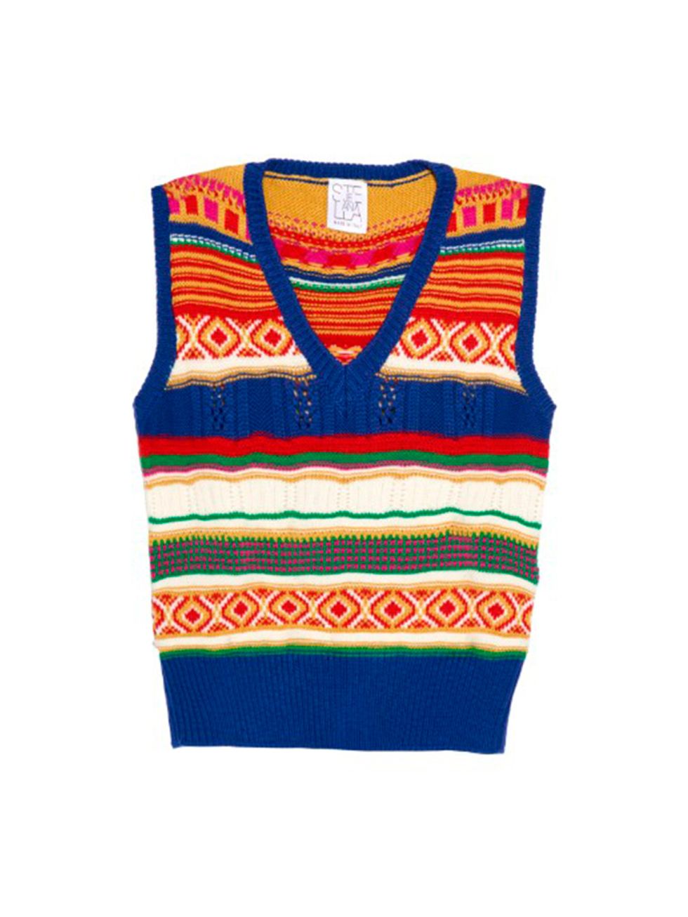 Textile, Pattern, Sweater, Orange, Baby & toddler clothing, Woolen, Electric blue, Knitting, Wool, Vest, 