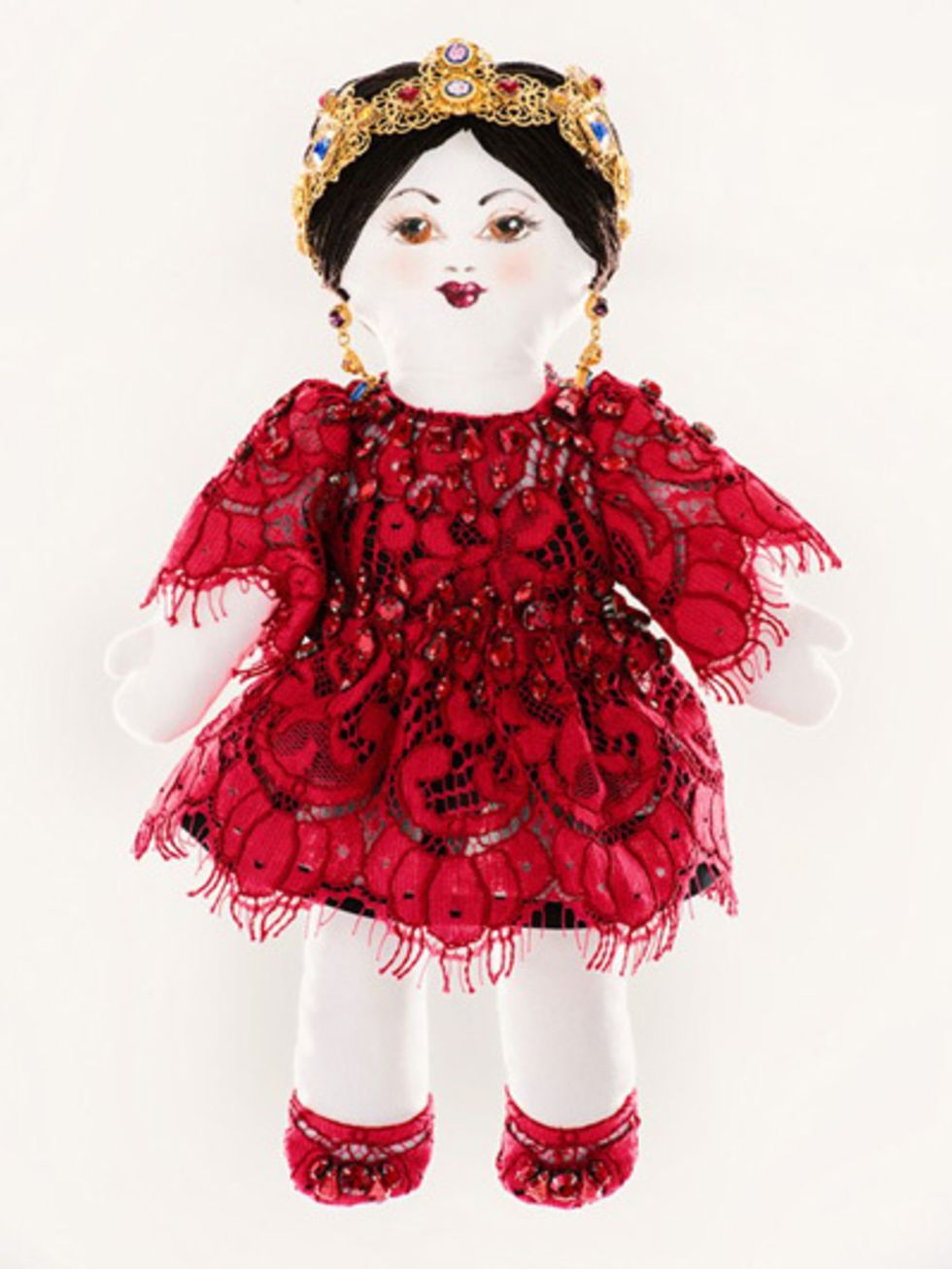 Red, Dress, Headgear, Costume accessory, Pattern, Art, Headpiece, Baby & toddler clothing, Hair accessory, Costume design, 