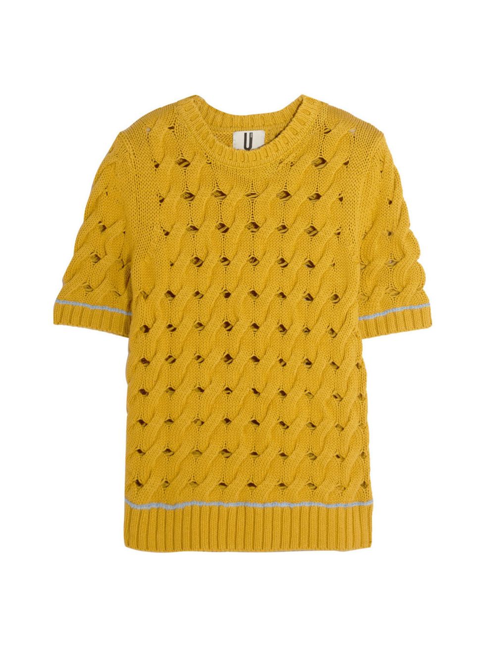 Product, Yellow, Sleeve, Textile, Pattern, Sweater, Collar, Baby & toddler clothing, Woolen, Pattern, 