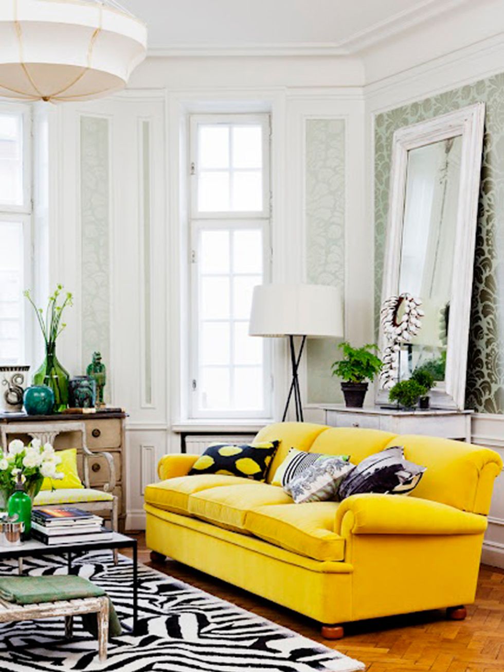 Room, Interior design, Green, Yellow, Living room, Home, Wall, Couch, Interior design, Ceiling, 
