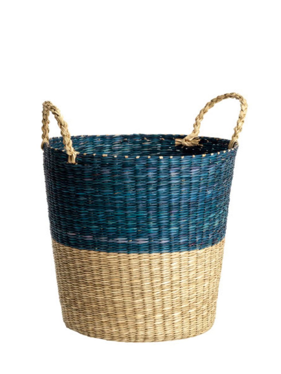Basket, Wicker, Storage basket, Teal, Azure, Turquoise, Home accessories, Aqua, Laundry basket, Bicycle accessory, 