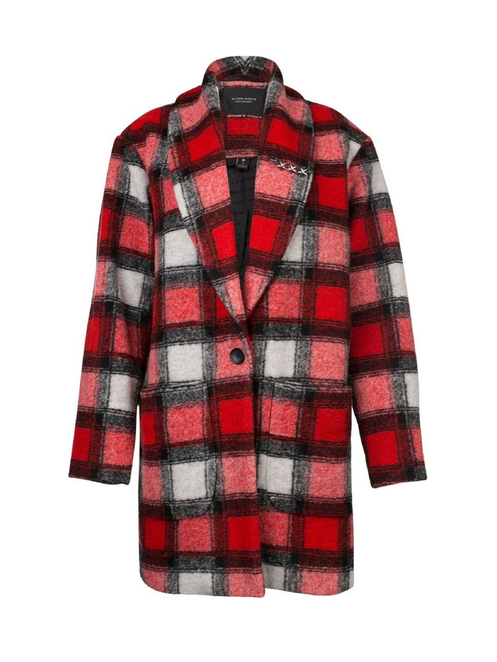 Clothing, Plaid, Sleeve, Pattern, Collar, Coat, Textile, Red, Outerwear, Tartan, 