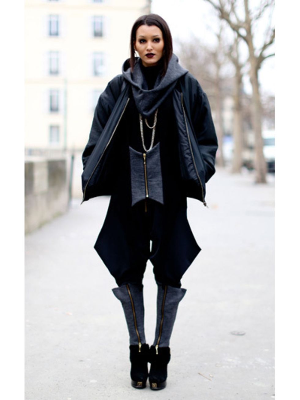 Sleeve, Winter, Human body, Textile, Outerwear, Style, Collar, Street fashion, Boot, Fashion model, 
