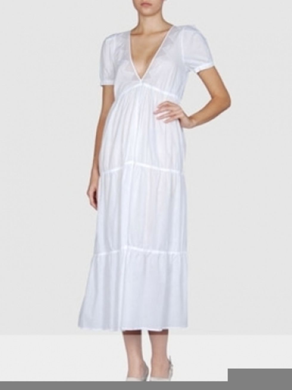 Sleeve, Shoulder, Dress, Standing, Joint, One-piece garment, White, Formal wear, Day dress, Elbow, 
