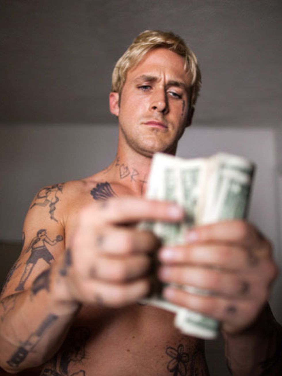 Tattoo, Skin, Facial hair, Barechested, Muscle, Chest, Trunk, Back, Banknote, Cash, 