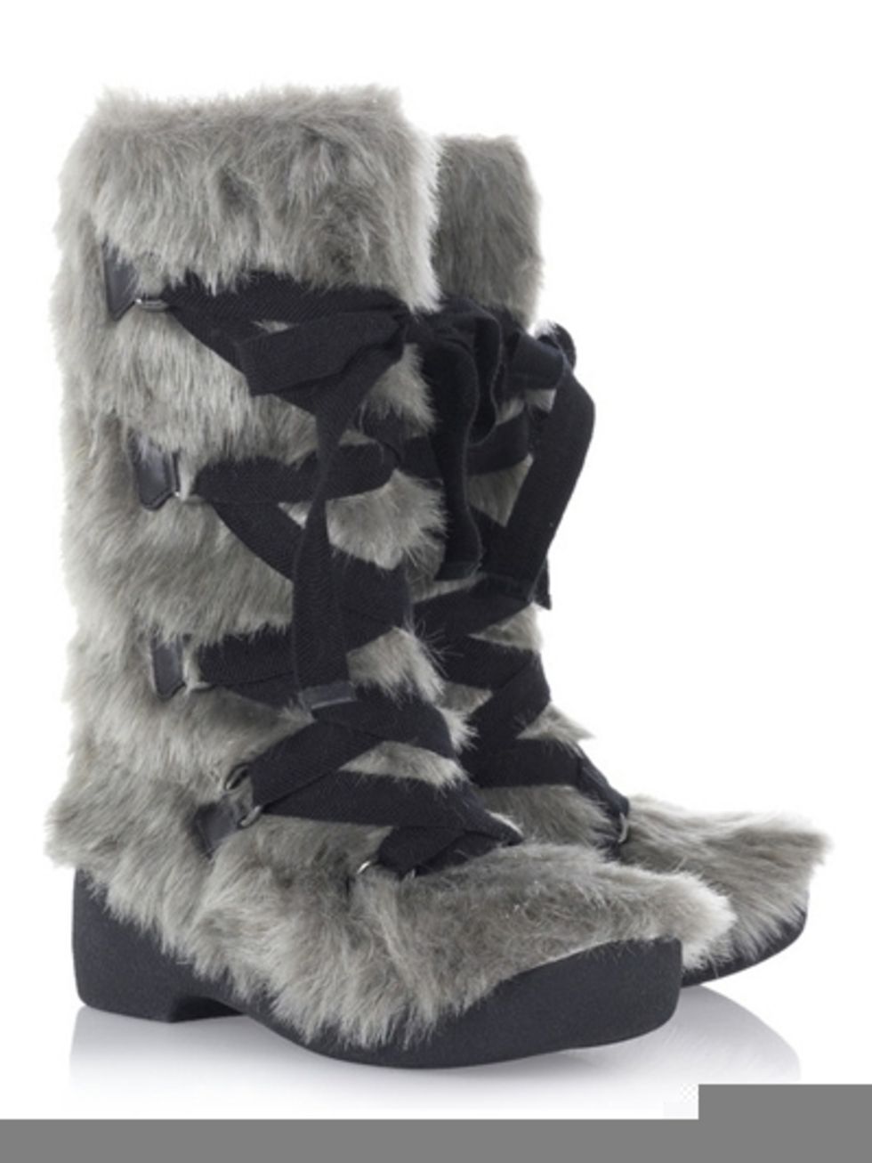 Costume accessory, Natural material, Grey, Boot, Fur, Fur clothing, Snow boot, Outdoor shoe, Animal product, Woolen, 