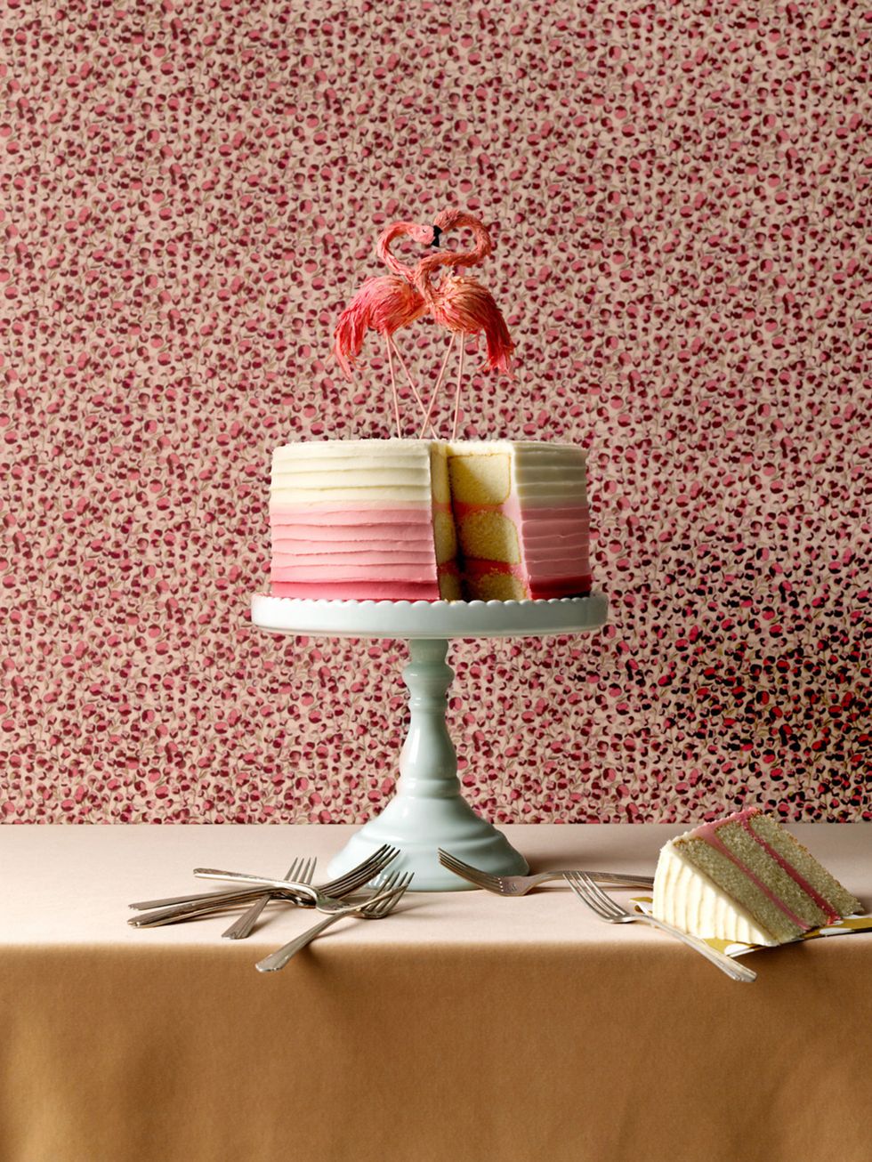 Pink, Peach, Home accessories, Linens, Wallpaper, Dishware, Serveware, Cake stand, Still life photography, Tablecloth, 