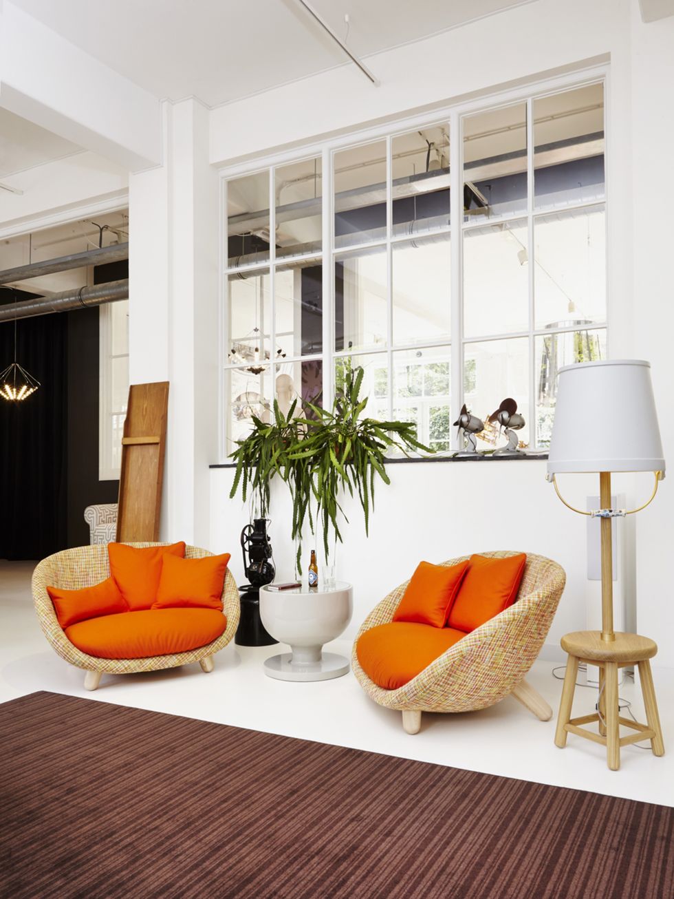 Interior design, Room, Flowerpot, Orange, Wall, Interior design, Lampshade, Ceiling, Fixture, Home, 