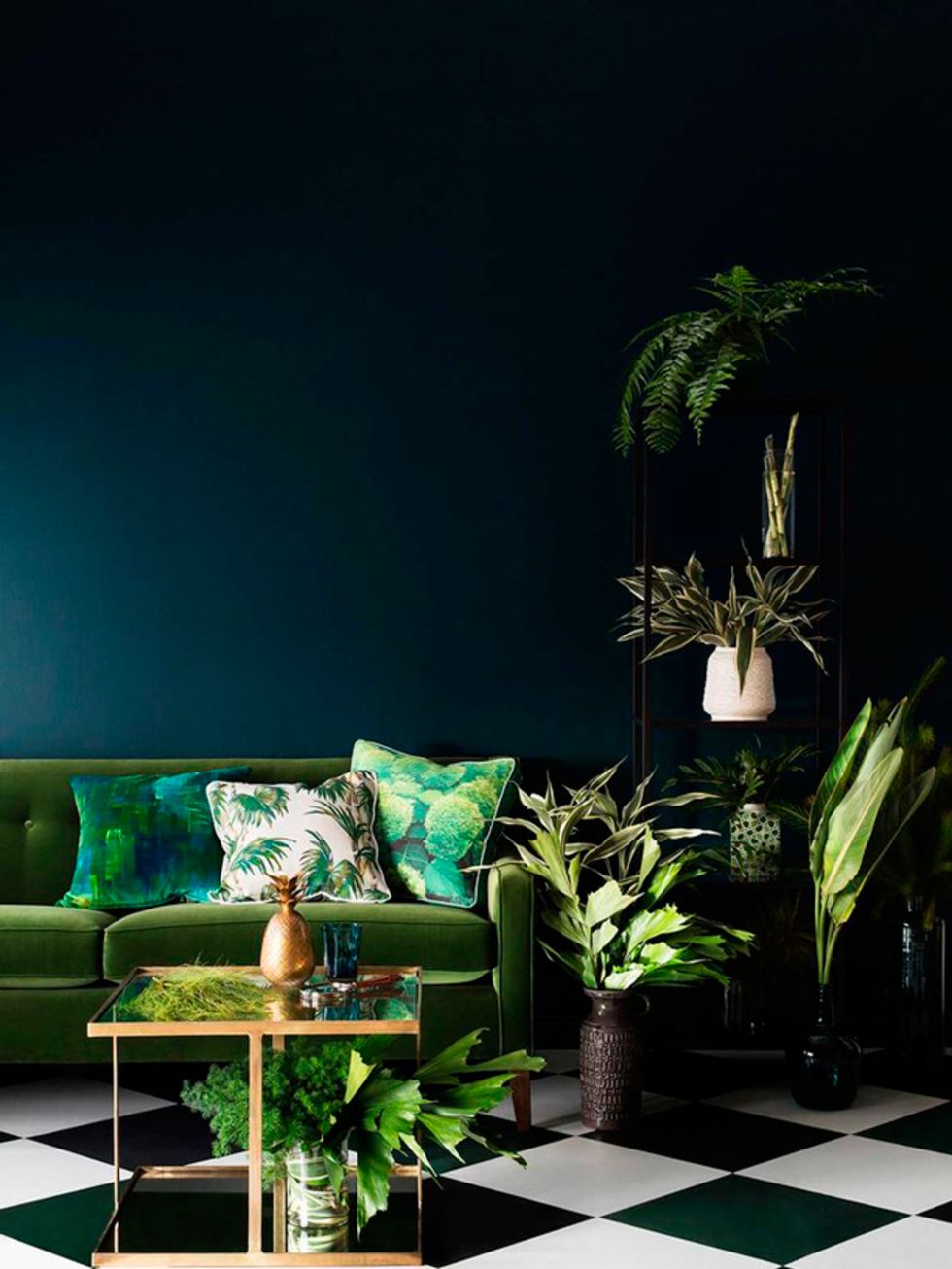 Green, Interior design, Room, Couch, Living room, Furniture, Teal, Turquoise, Interior design, Throw pillow, 