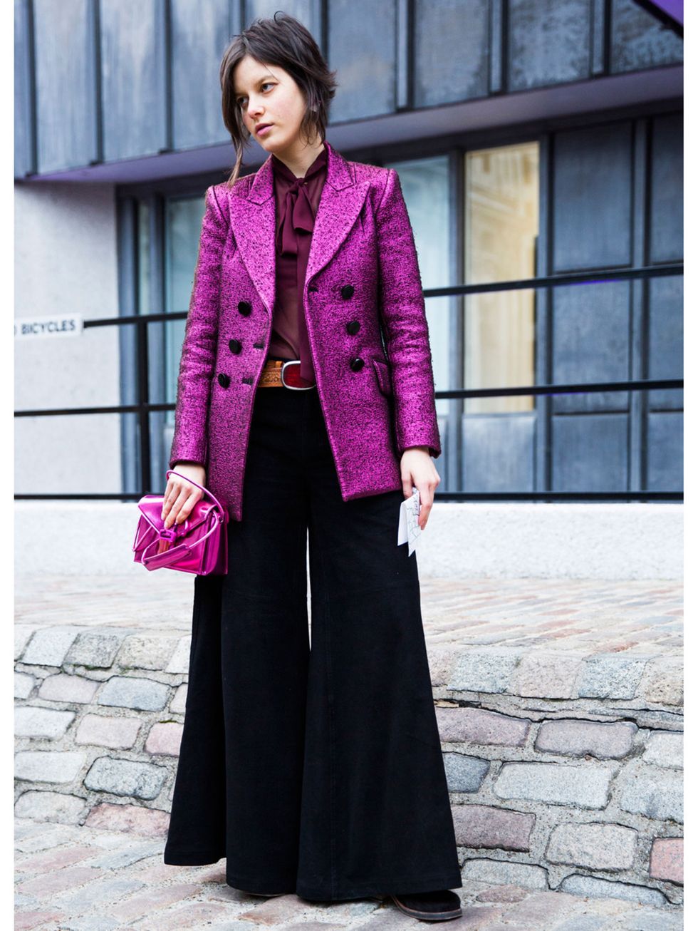 Clothing, Sleeve, Collar, Coat, Outerwear, Magenta, Formal wear, Pink, Style, Street fashion, 