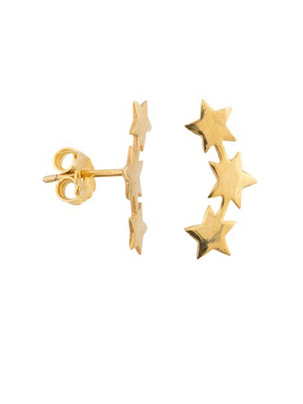 Beige, Brass, Star, Bronze, Earrings, 