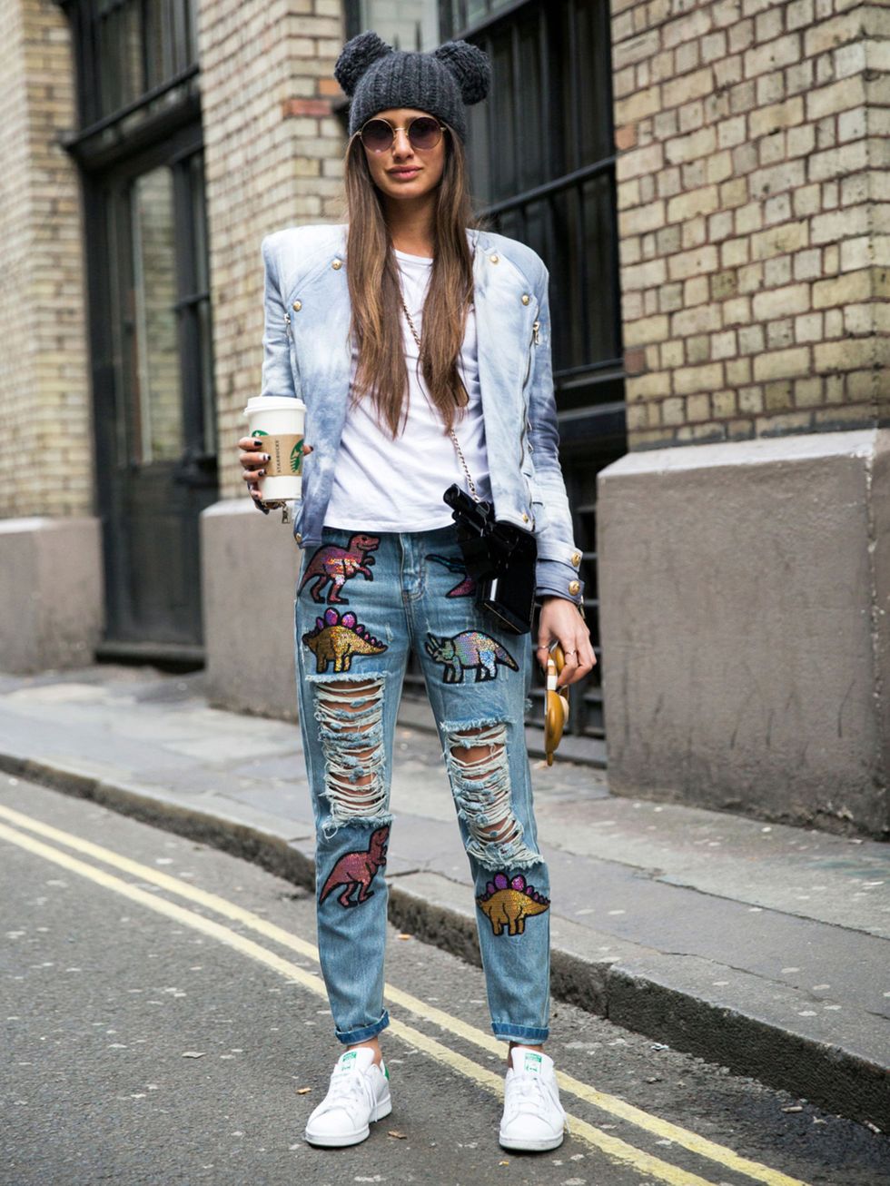 Clothing, Sleeve, Trousers, Denim, Textile, Outerwear, Jeans, Style, Street fashion, Fashion accessory, 