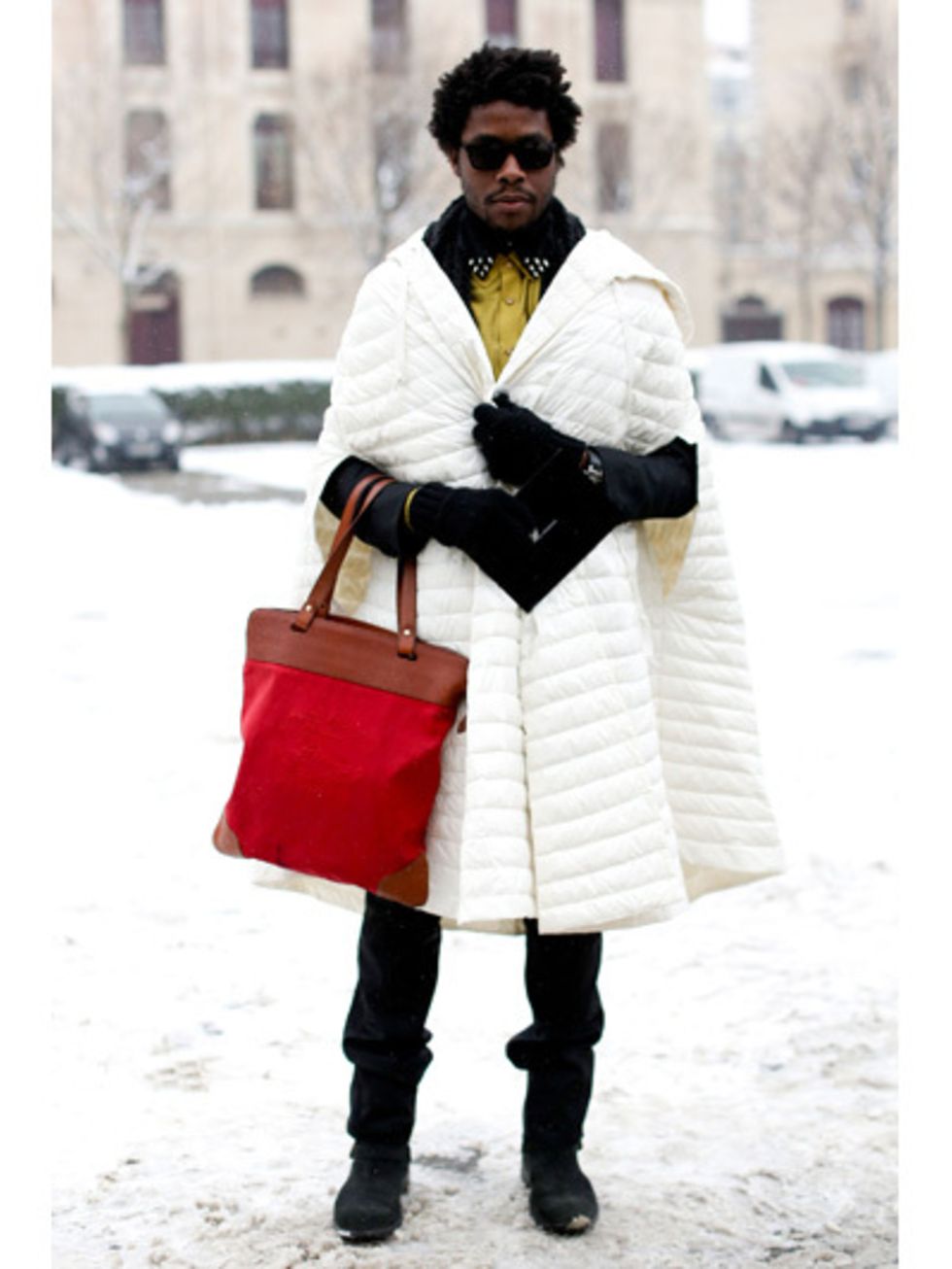 Clothing, Winter, Textile, Hat, Bag, Shoe, Outerwear, Sunglasses, Style, Street fashion, 