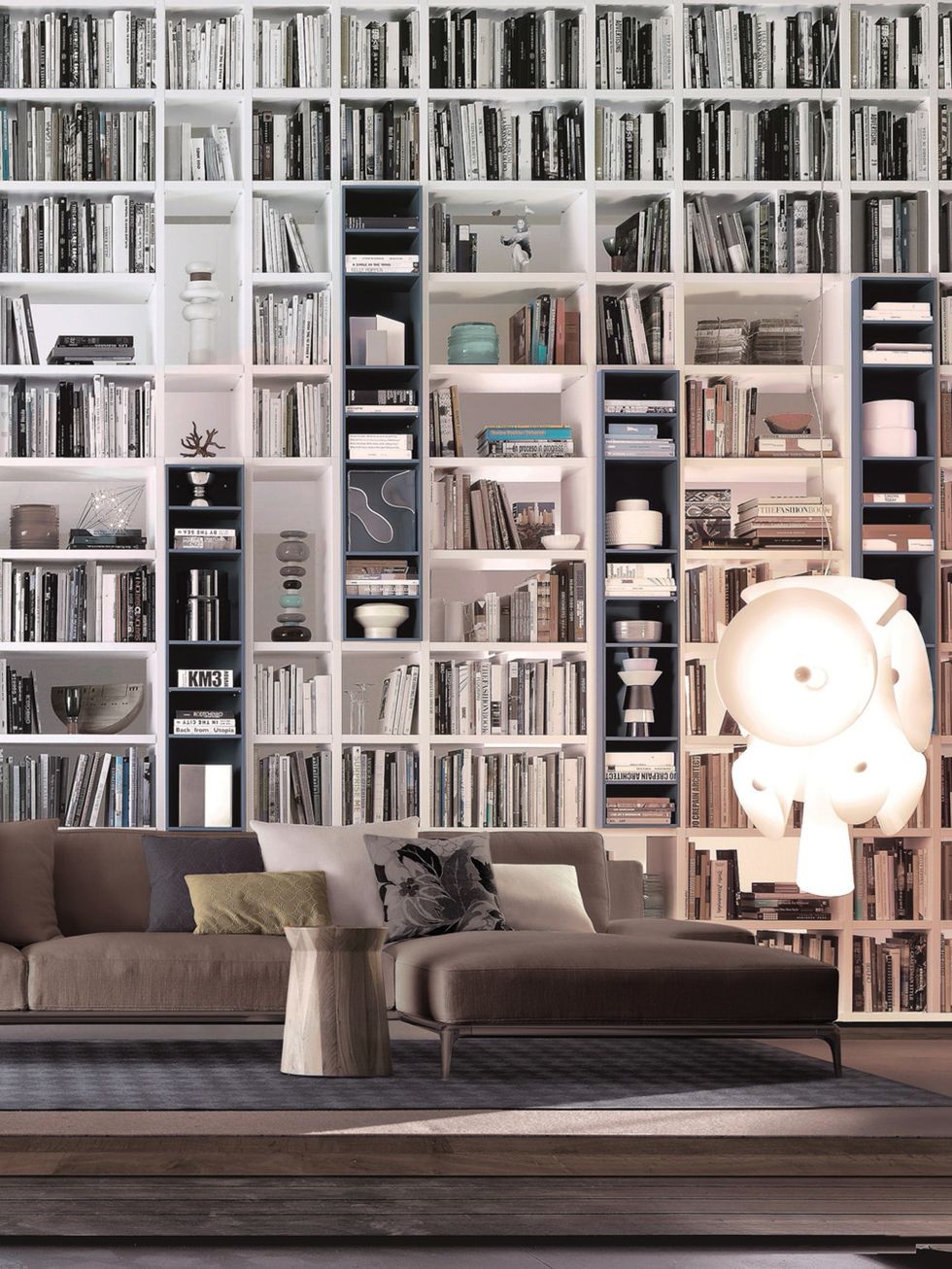 Wood, Interior design, Room, Shelving, Shelf, Wall, Living room, Couch, Home, Grey, 