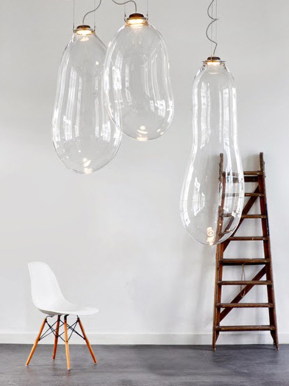 White, Light fixture, Light, Interior design, Ceiling fixture, Chair, Lighting accessory, Ladder, Material property, Design, 