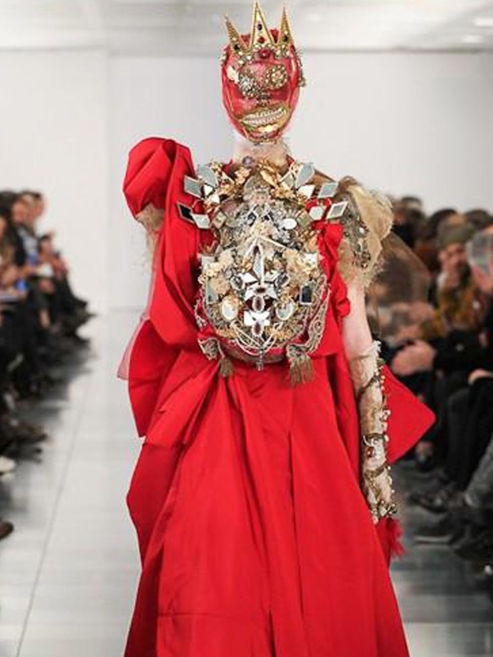 Red, Crown, Costume design, Headgear, Costume accessory, Fashion, Tradition, Costume, Fashion design, Fashion model, 