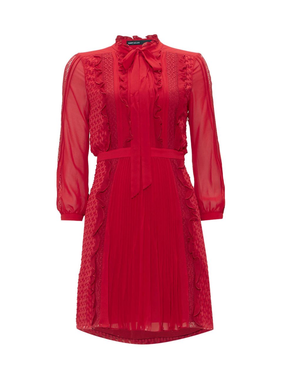 Sleeve, Collar, Dress, Textile, Red, Pattern, Formal wear, Maroon, One-piece garment, Carmine, 