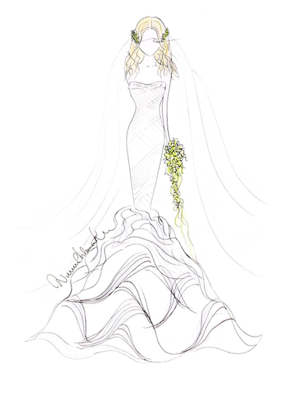 Shoulder, Dress, Art, Bridal accessory, Artwork, Bridal veil, Bridal clothing, Gown, Costume design, Line art, 
