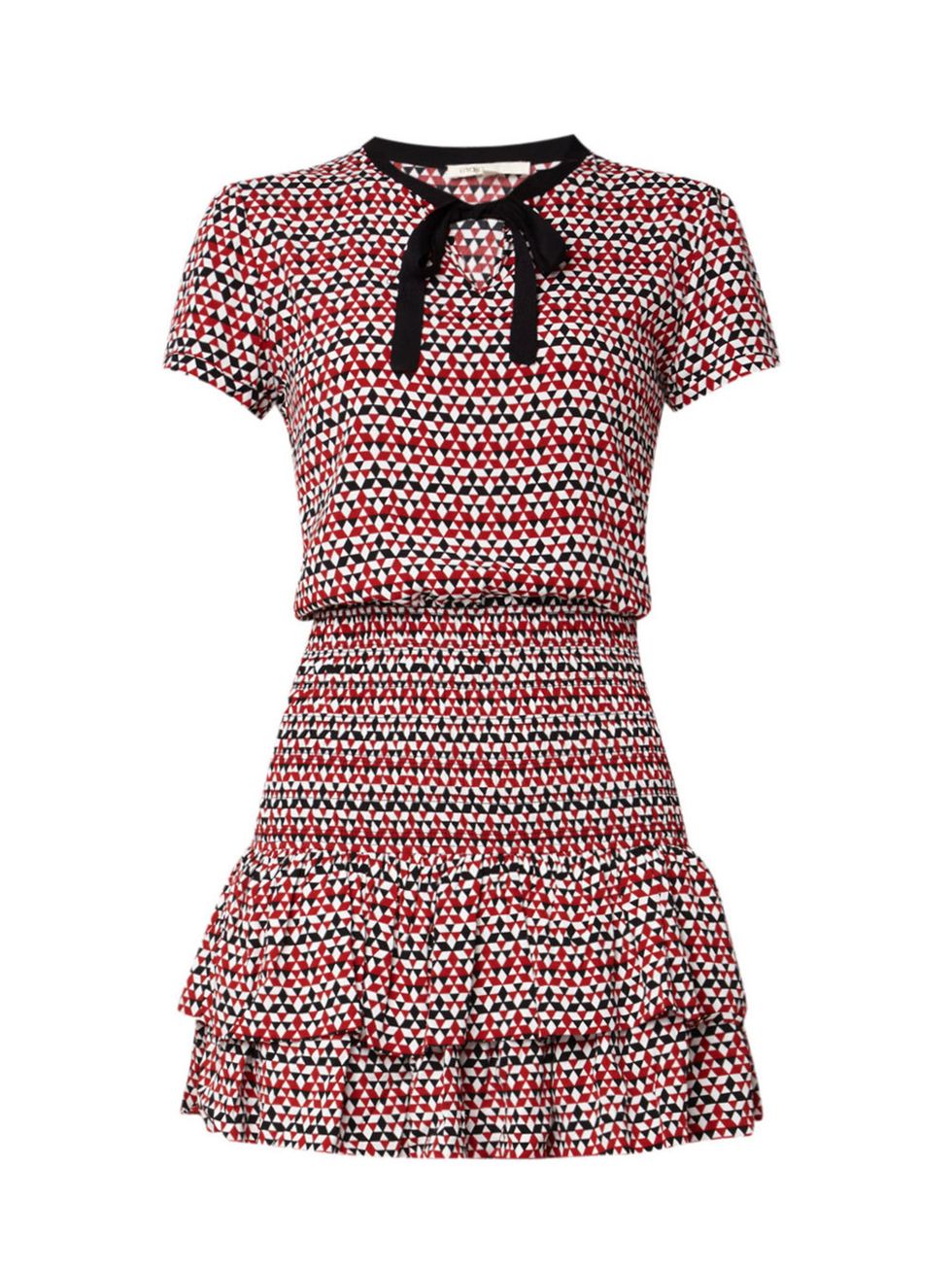 Product, Sleeve, Collar, Pattern, Red, Textile, White, Dress, Style, Line, 