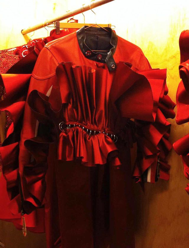 Red, Costume design, Carmine, Costume accessory, Personal protective equipment, Costume, Fashion design, Velvet, Mantle, Cloak, 