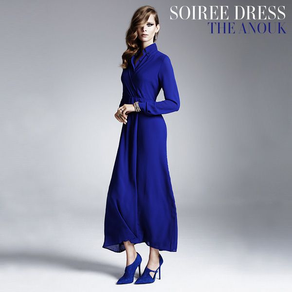 Blue, Sleeve, Dress, Shoulder, Joint, Standing, One-piece garment, Formal wear, Style, Electric blue, 