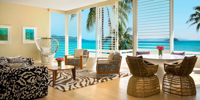 Property, Interior design, Real estate, Furniture, Resort, Window covering, Wicker, Azure, Turquoise, Teal, 