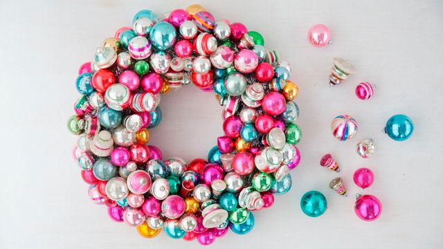 Wreath, Pink, Magenta, Christmas decoration, Circle, Craft, Creative arts, Ornament, Christmas ornament, Natural material, 