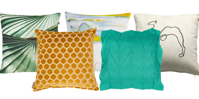 Product, Green, Yellow, Cushion, Throw pillow, Textile, Pillow, Linens, Aqua, Teal, 