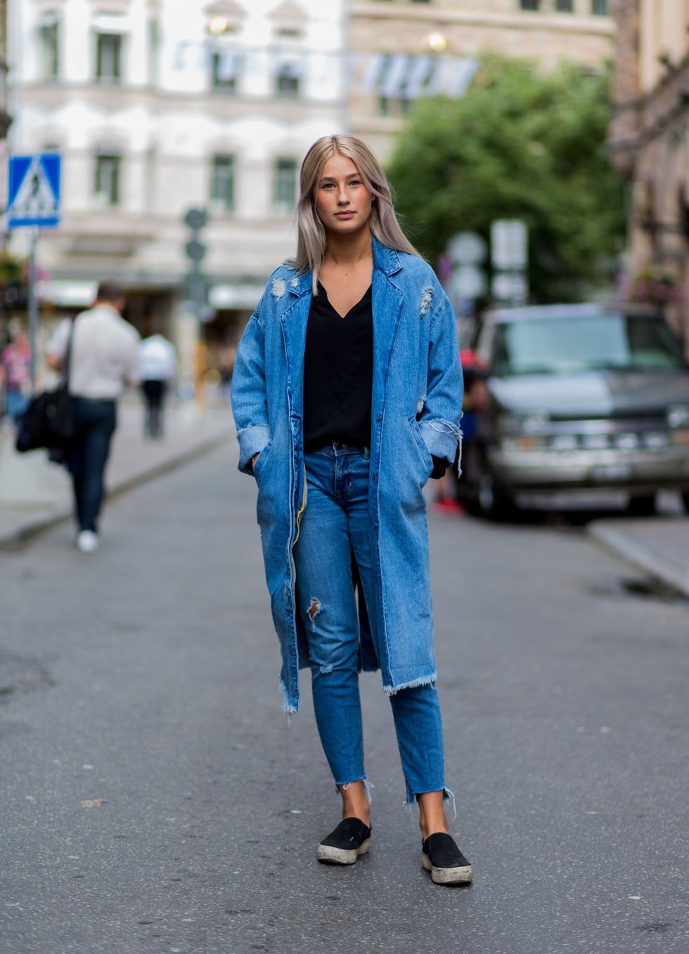 Clothing, Leg, Road, Denim, Infrastructure, Street, Textile, Outerwear, Jeans, Style, 