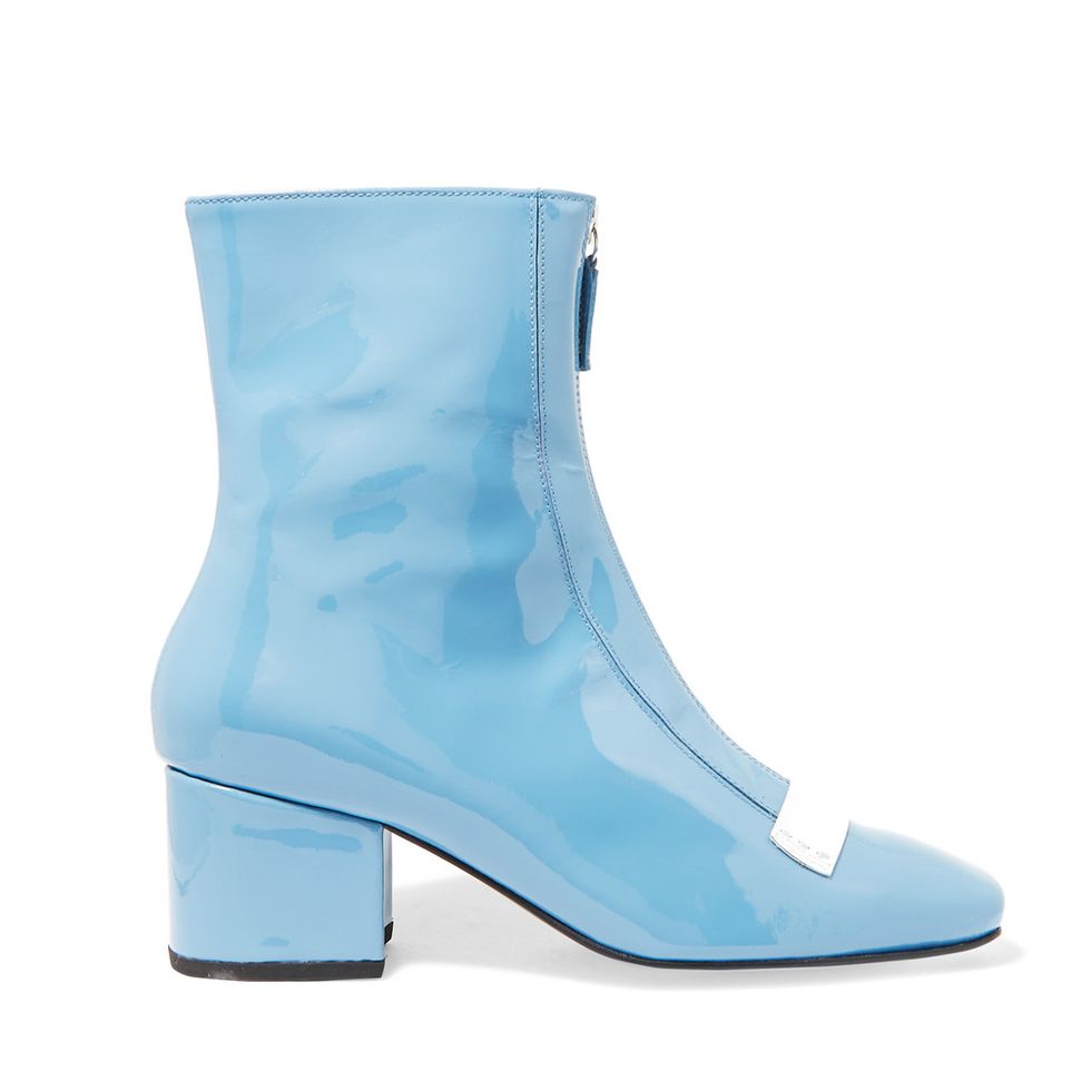 Blue, Boot, White, Aqua, Teal, Turquoise, Electric blue, Azure, Synthetic rubber, Leather, 