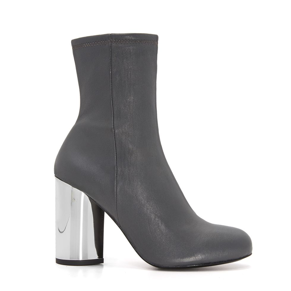 Boot, White, Black, Grey, Beige, Leather, Synthetic rubber, Silver, 