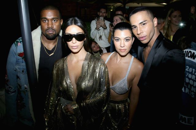 Kanye West, Kim Kardashian, Kourtney Kardashian & Olivier Rousteing
