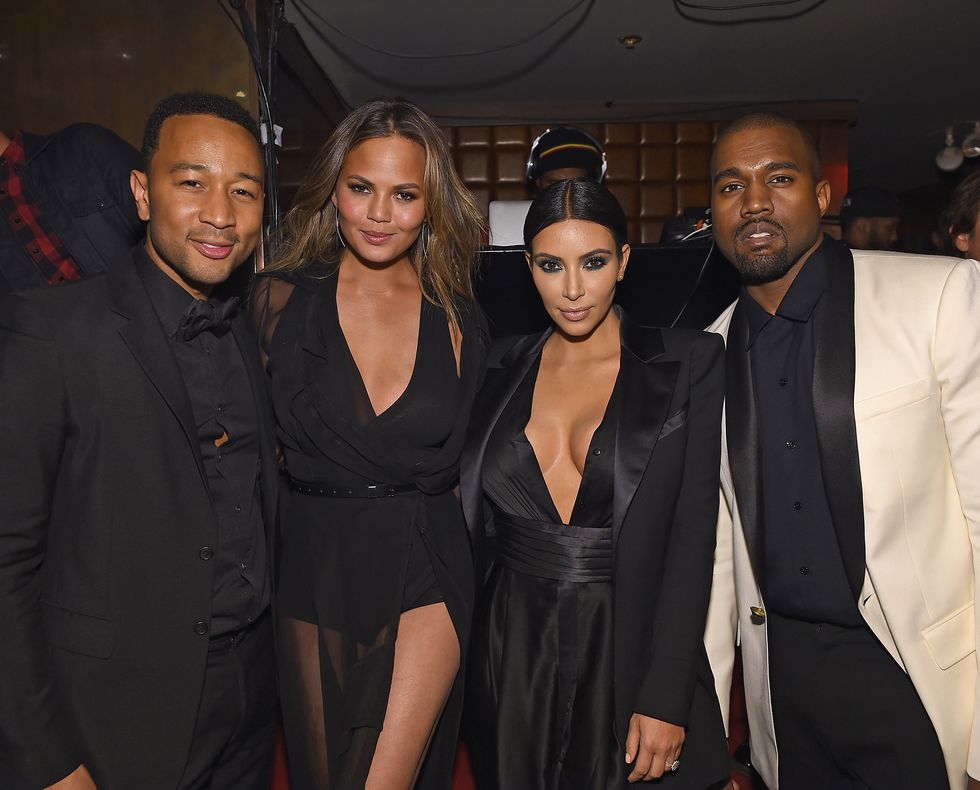 John Legend, Chrissy Teigen, Kim Kardashian & Kanye West in 2015