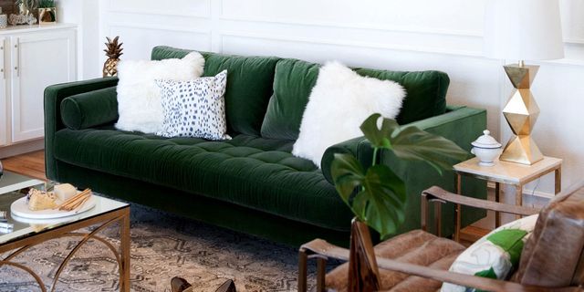 Green, Brown, Room, Interior design, Furniture, Living room, Wall, White, Couch, Home, 