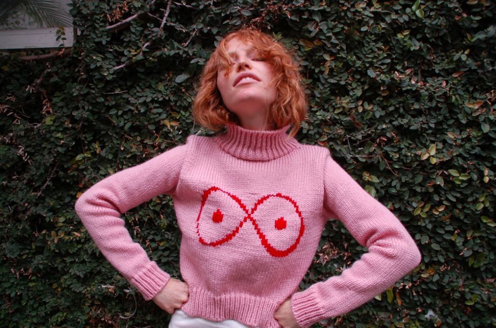 Sleeve, Sweater, Textile, Outerwear, Pink, Pattern, Wool, Knitting, Woolen, Cardigan, 