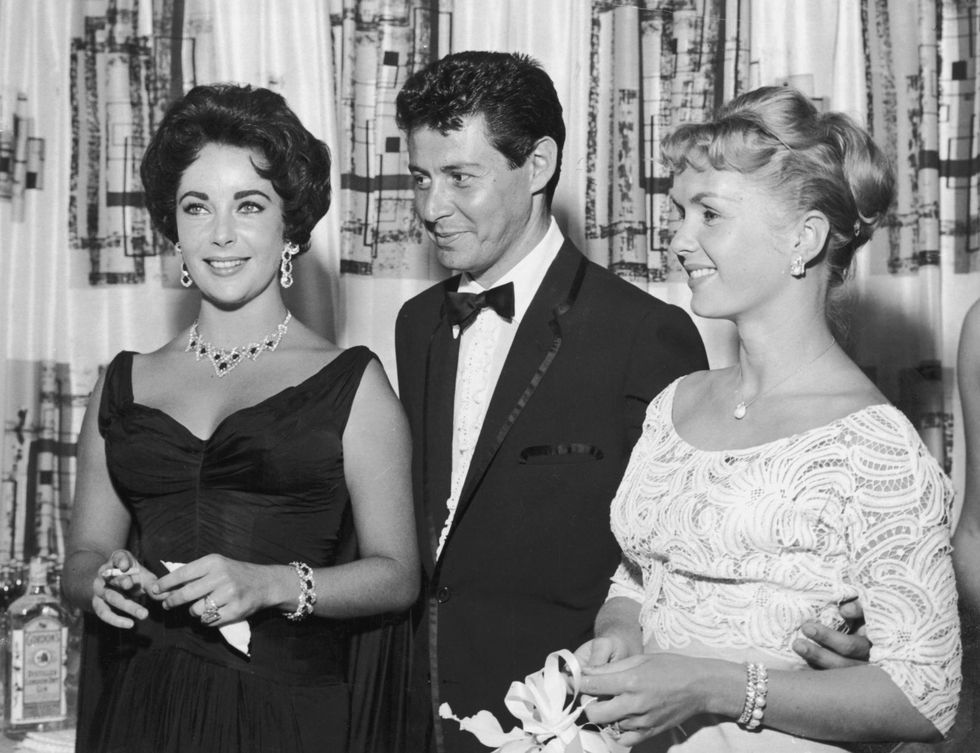 Elizabeth Taylor, Eddie Fisher en Debbie Reynolds in 1958