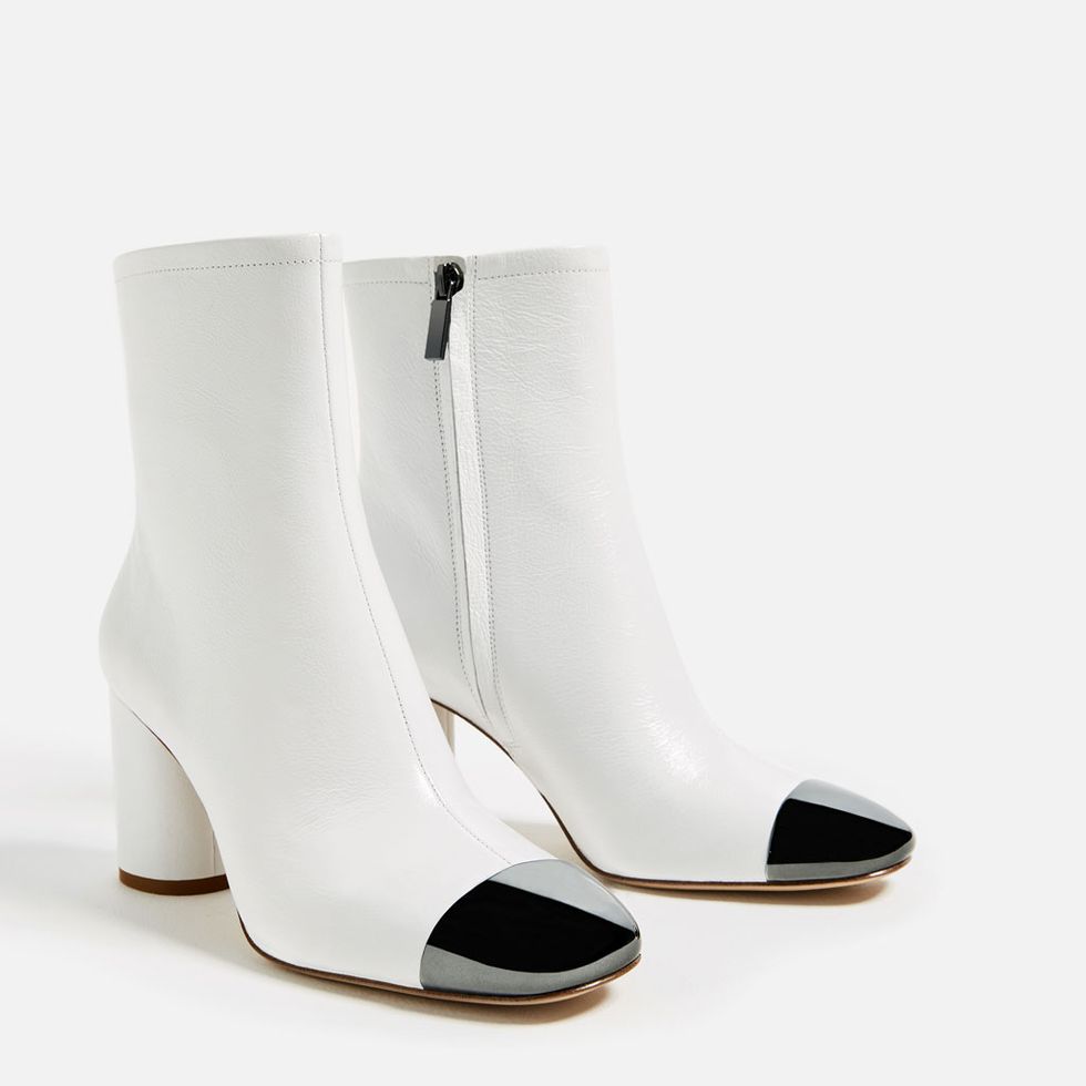 Product, Boot, White, Black, Beige, Leather, Synthetic rubber, 