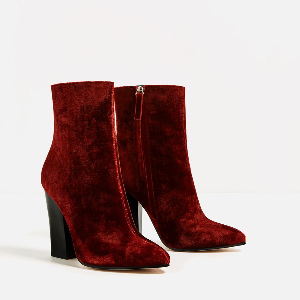 Boot, Carmine, Maroon, Leather, Synthetic rubber, 