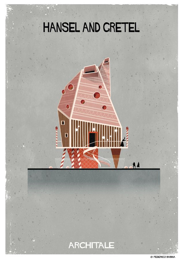Federico Babina, illustrator, sprookjes, sprookjesfiguren, huis, huizen, Architale