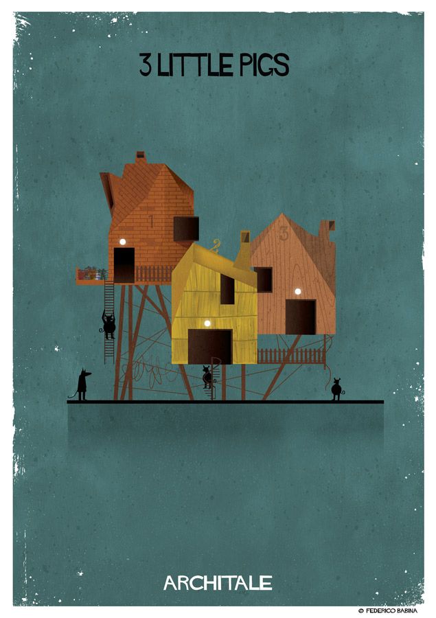 Federico Babina, Architale, illustrator, huis, huizen, sprookjesfiguren, sprookjes