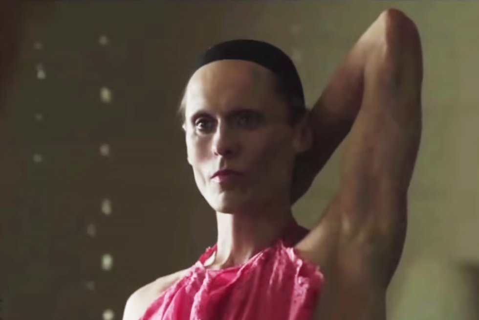 <p>To play Rayon, a transgender woman, in his Oscar-winning turn in <i>Dallas Buyers Club</i>, Leto dropped 30 pounds (are we sensing a theme here?) and <a href="http://nymag.com/thecut/2013/11/jared-leto-went-method-with-his-beauty-routine.html">waxed his entire body from head to toe</a>. Just as he's done on most sets, Leto stayed in character the entire time he played Rayon and maintained a strict grooming schedule. As Leto put it, "I waxed my legs. Oh yeah, man, I was a pro. I didn't want that stubble growing back. I waxed my eyebrows, too."<br></p>