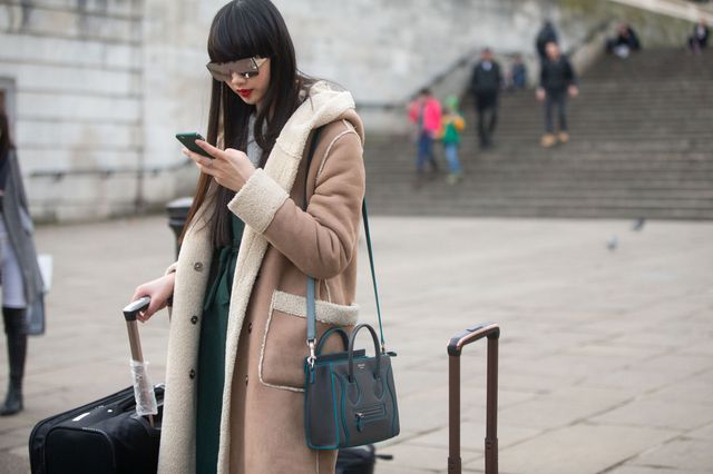 Brown, Textile, Photograph, Coat, Outerwear, Bag, Street, Style, Street fashion, Bangs, 