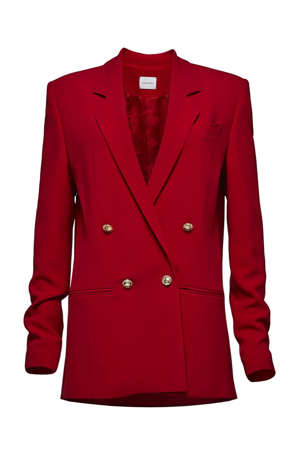 Clothing, Outerwear, Jacket, Blazer, Red, Sleeve, Suit, Formal wear, Button, Top, 